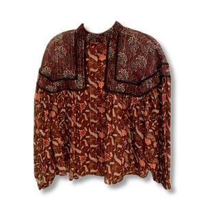 Zara Gold Tinsel Floral Blouse